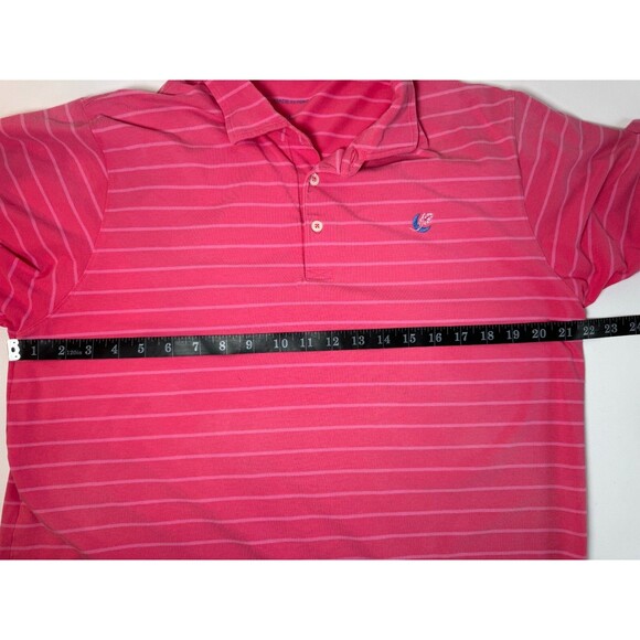 B. Draddy Men Polo Shirt Large Pink Striped Golf Performance Pima Cotton Stretch - Picture 9 of 13
